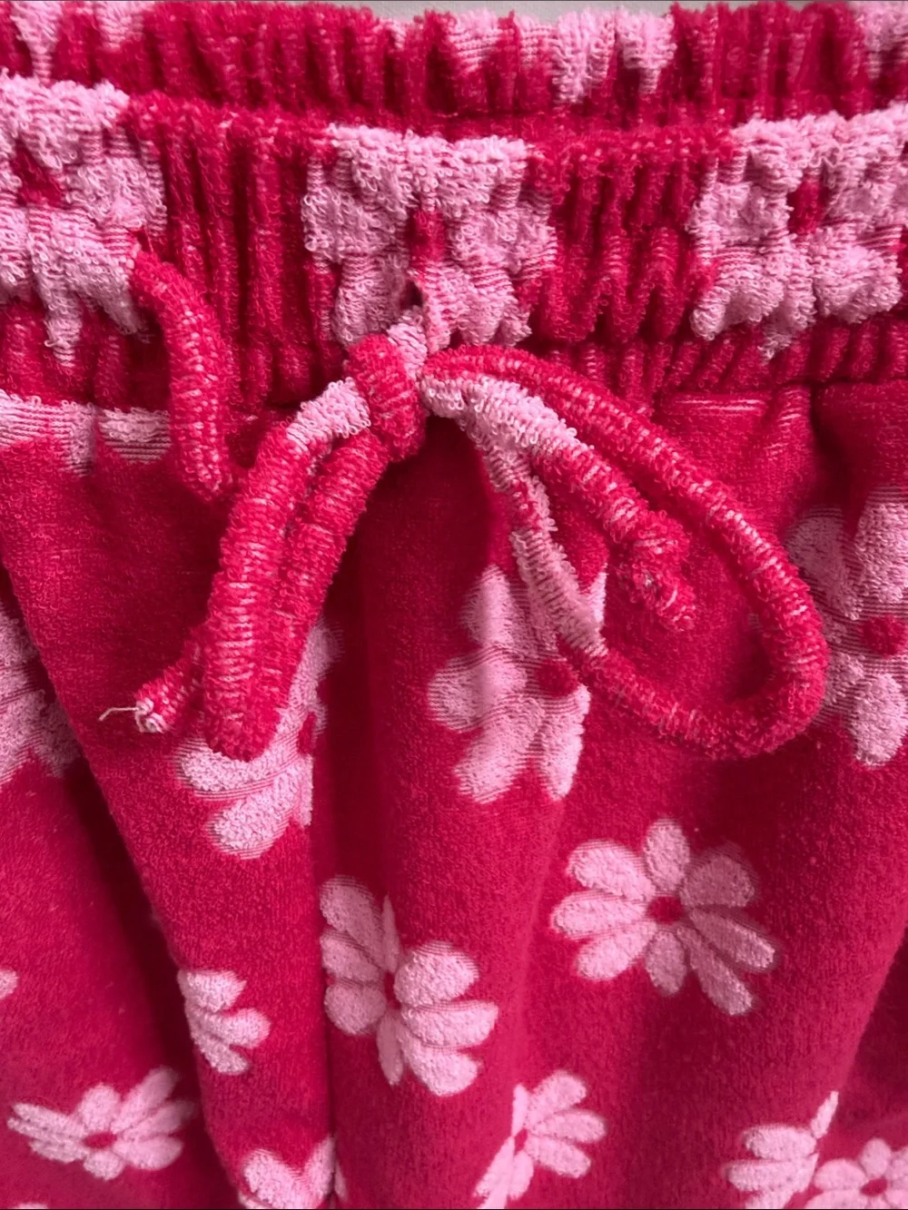 Girls Hot Pink Floral Short Sleeve Pajama Set with Pocket